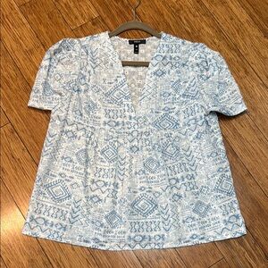 Blue and White Aqua Women's Top